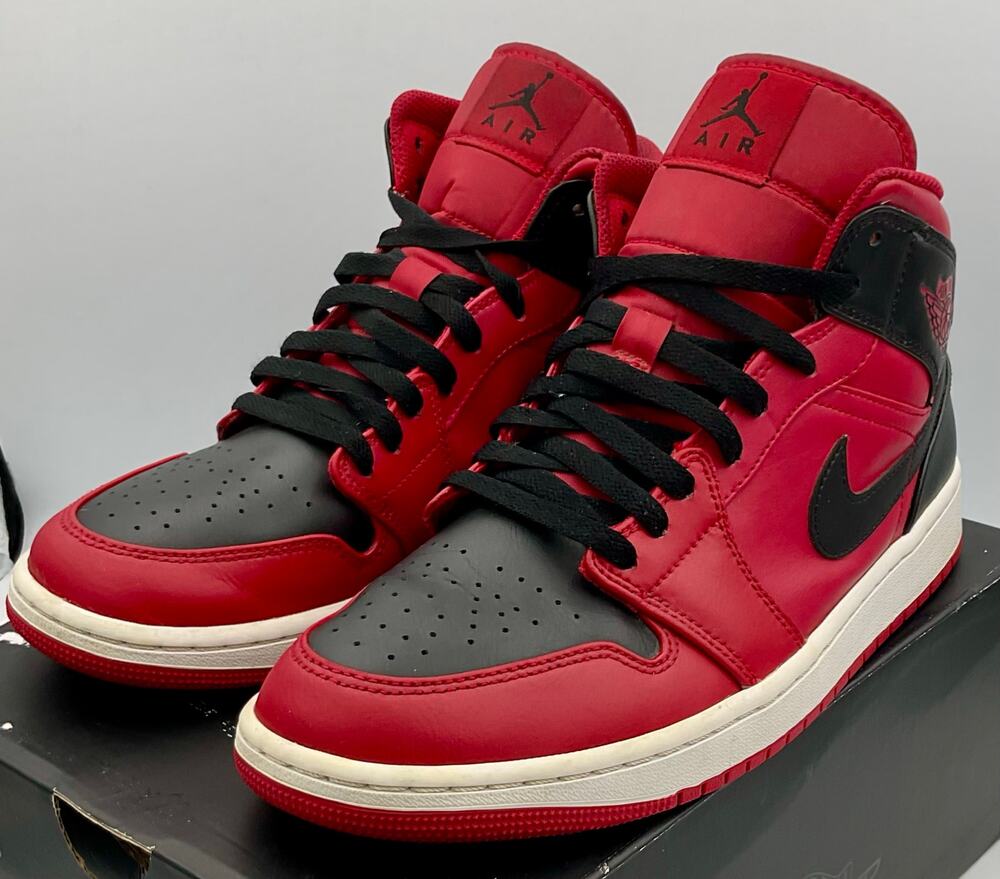 Nike Air Jordan 1 Mid “Reverse Bred” Black Gym Red 554724-660 Sz 9.5 #284